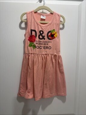 D&G D&O Letter Pink Floral Tank Dress 4